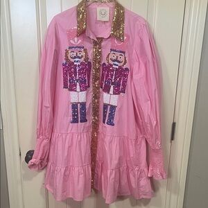 Fantastic Fawn Pink Nutcracker Sequin Midi Dress